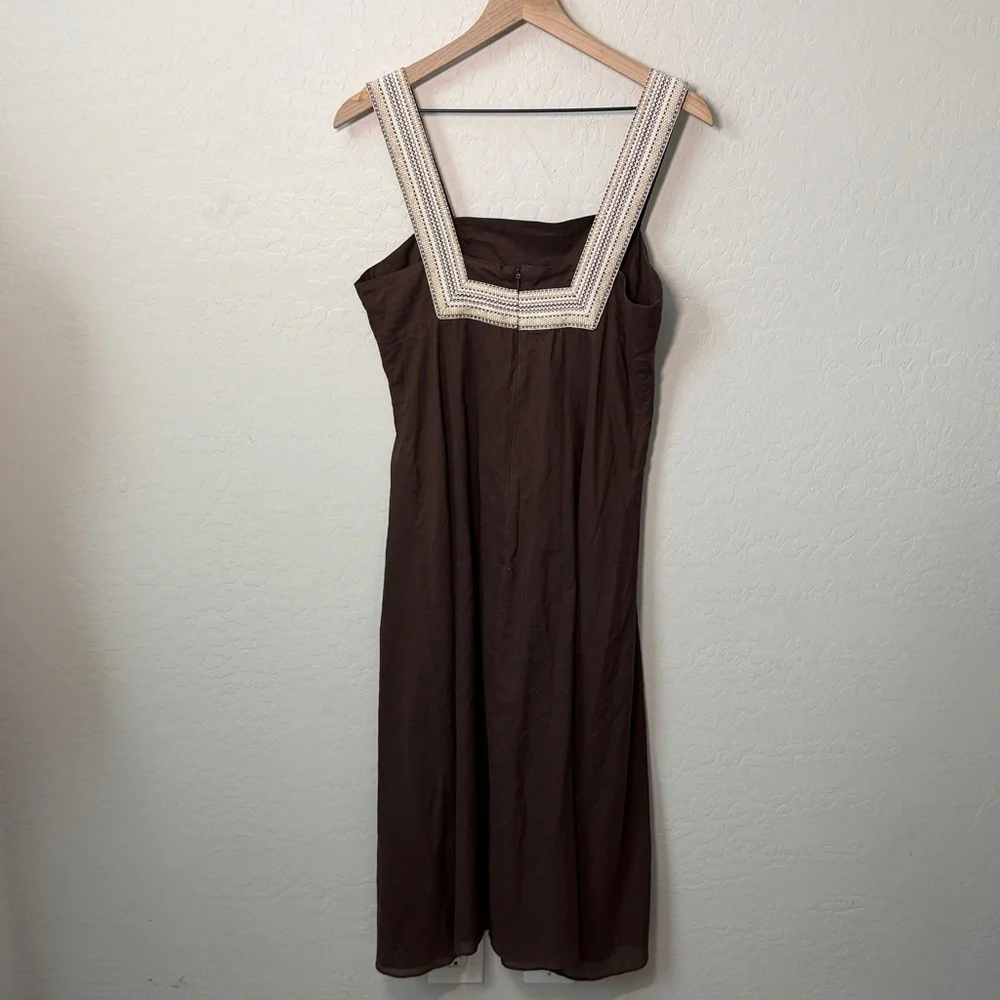 Tory Burch 100% Cotton Virginia Dress in Coconut Brown Size 8 - Picture 4 of 4